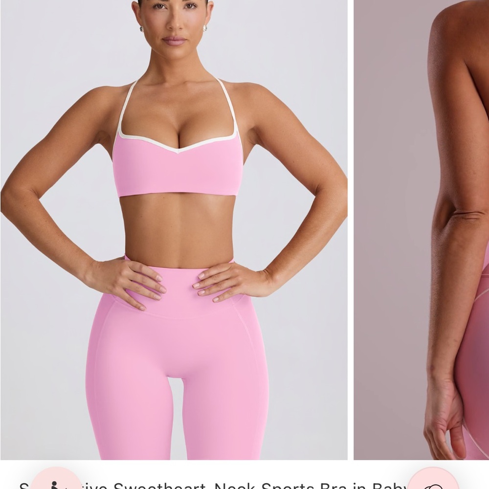 Oh Polly Baby Pink Sports Bra with White Accents